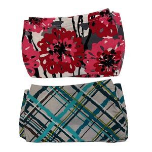 Thirty-One Lot of Two Suite Skirts Bold Blossom & Sea Plaid New